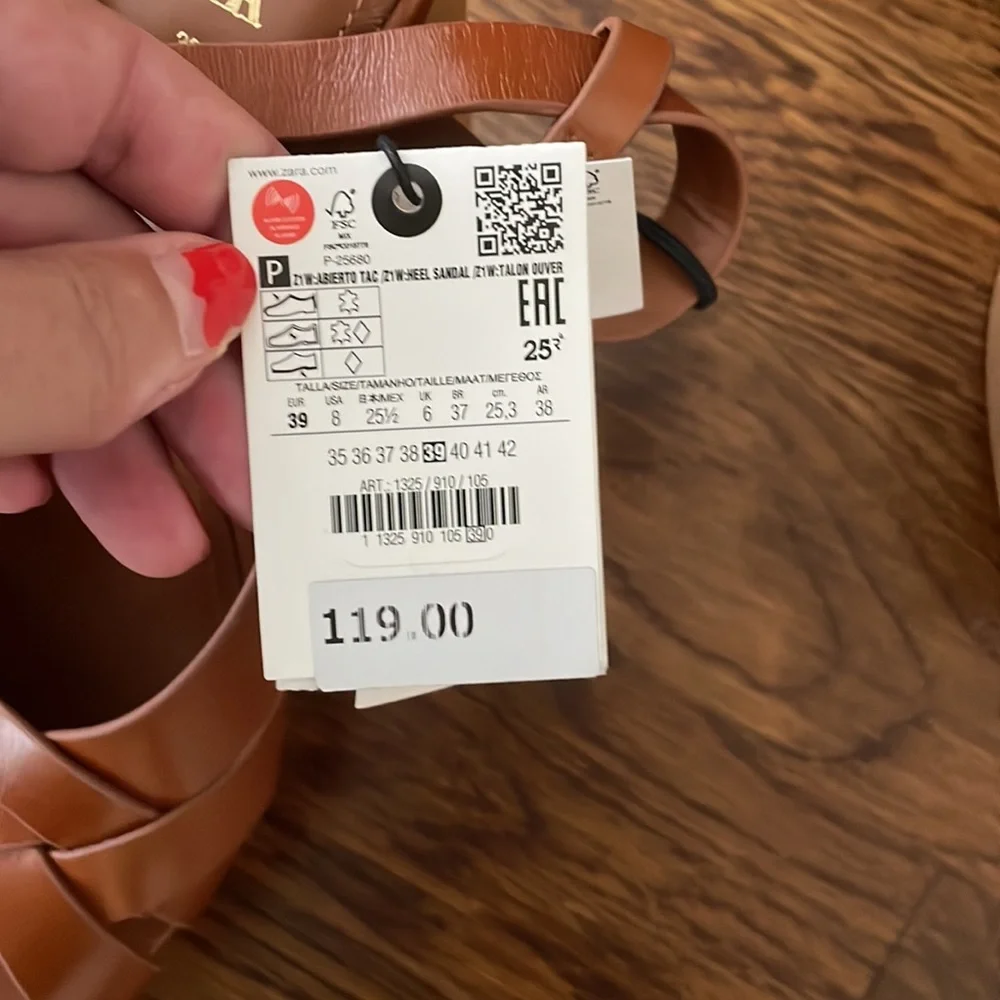 Zara women’s size 9 wood platform sandals - Picture 3 of 3